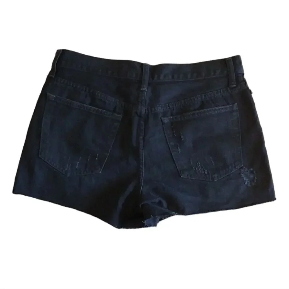 We The‎ FREE PEOPLE Black Sofia Distressed High Waist Jean Shorts Size 30